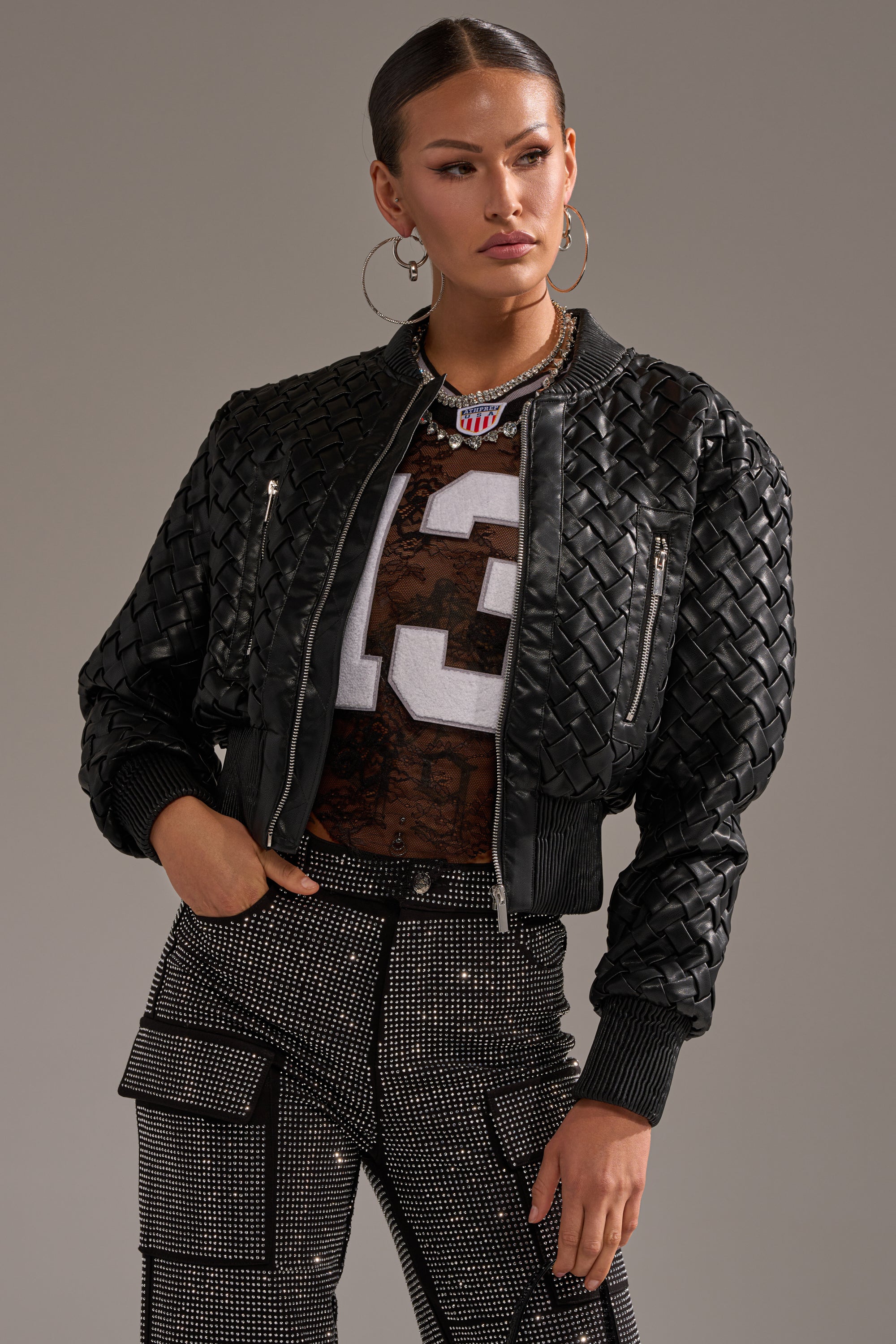 WICKER PARK WOVEN BOMBER