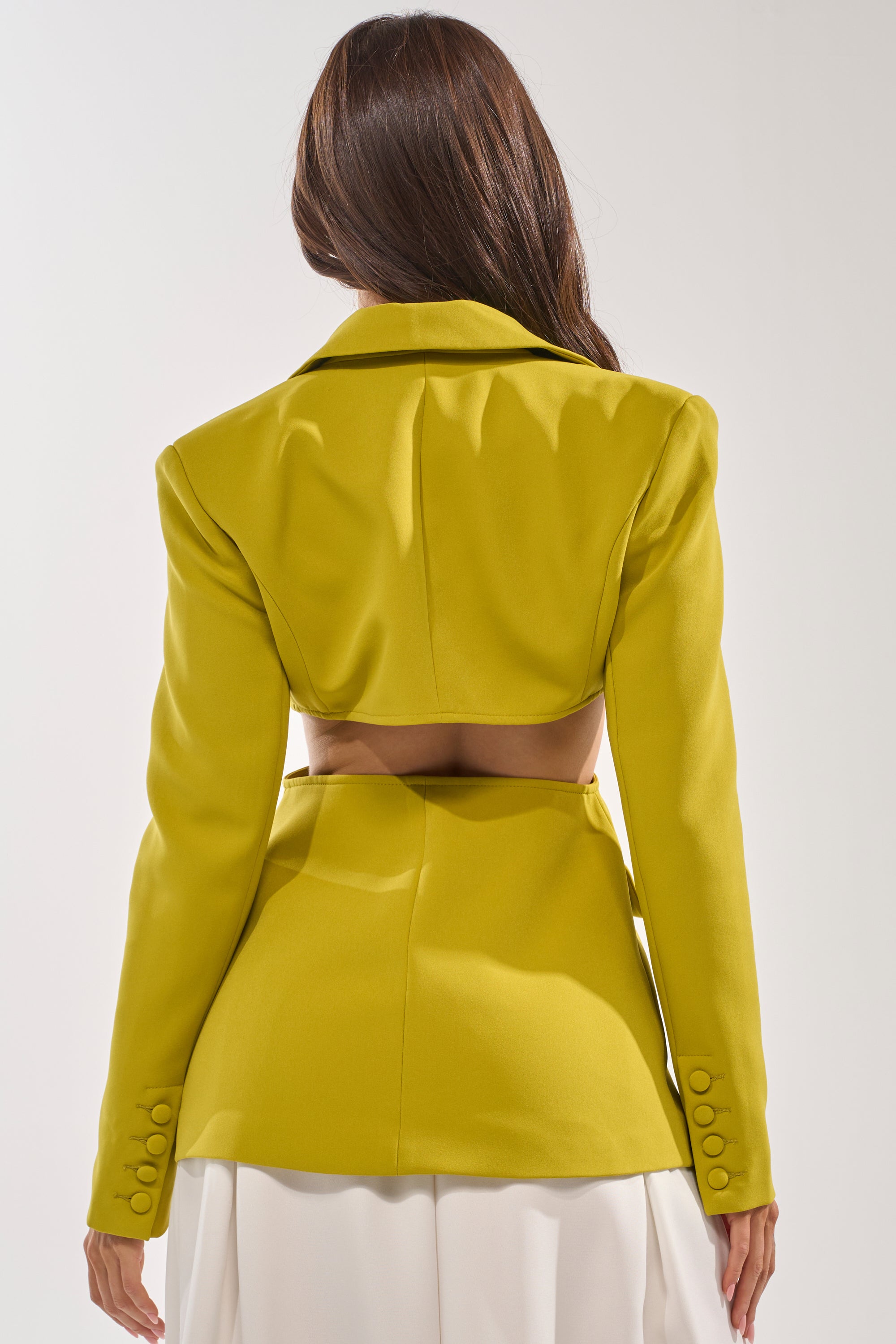 PARTY IN THE BACK CUTOUT BLAZER IN CHARTREUSE