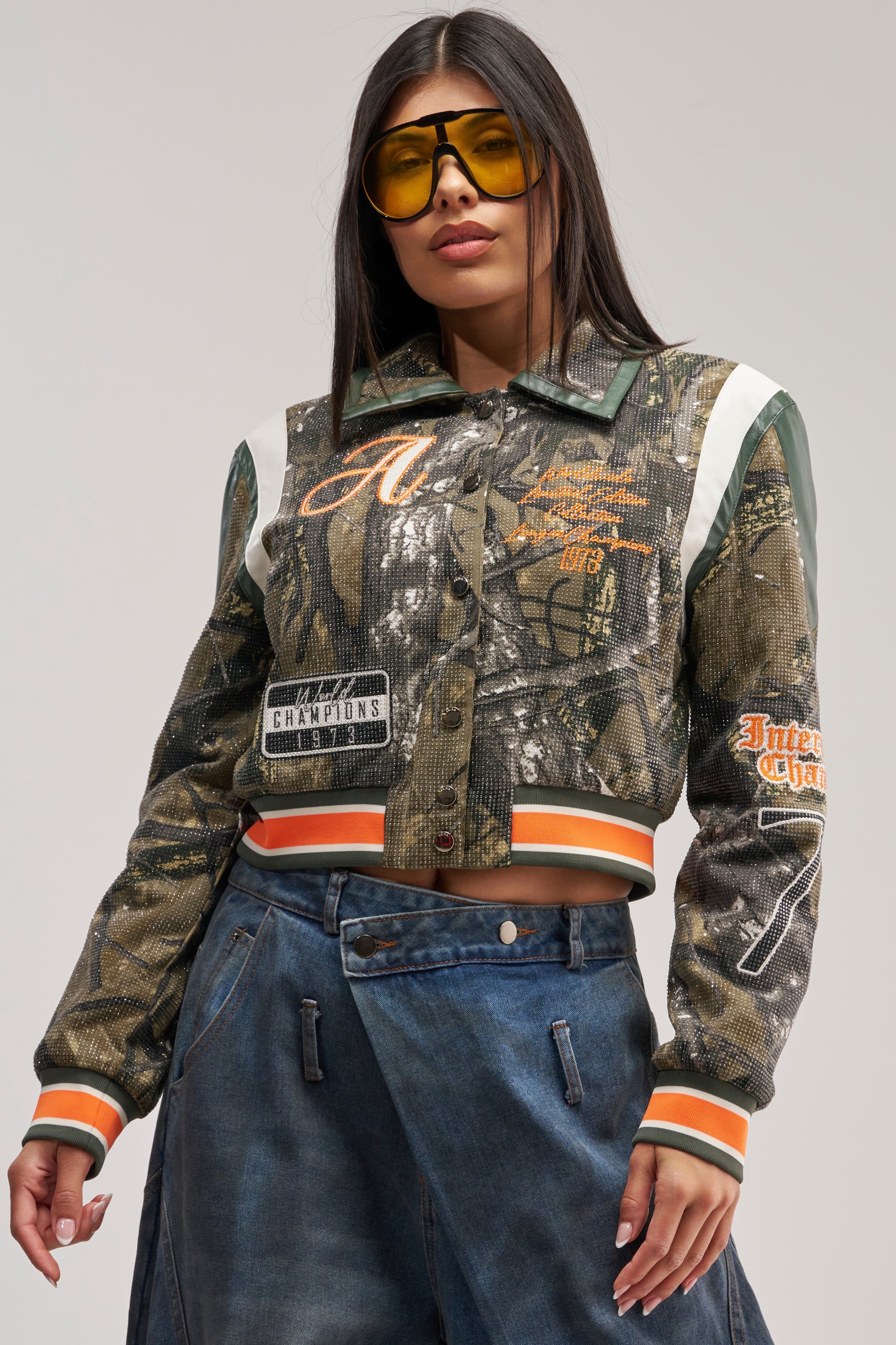 TAPPED IN RHINESTONE BOMBER