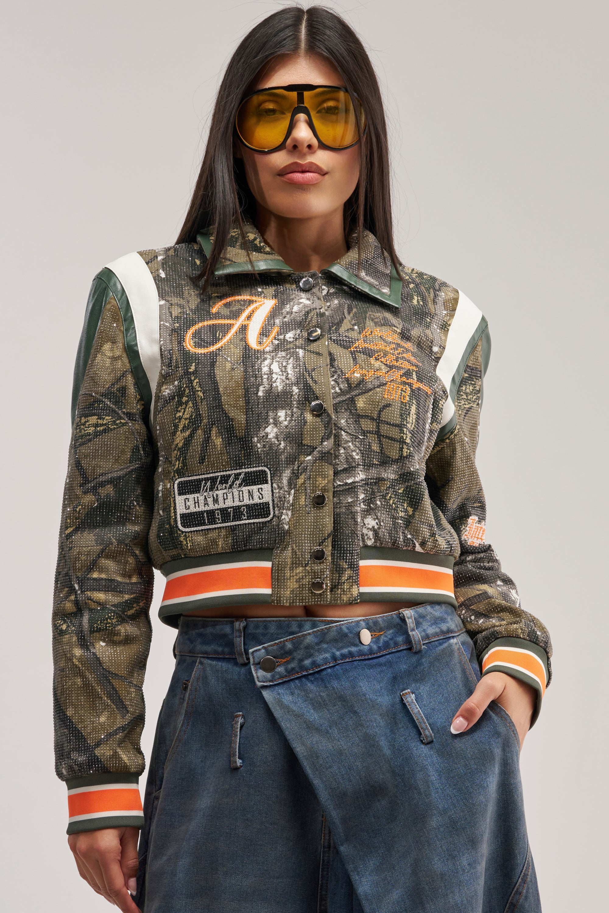 TAPPED IN RHINESTONE BOMBER