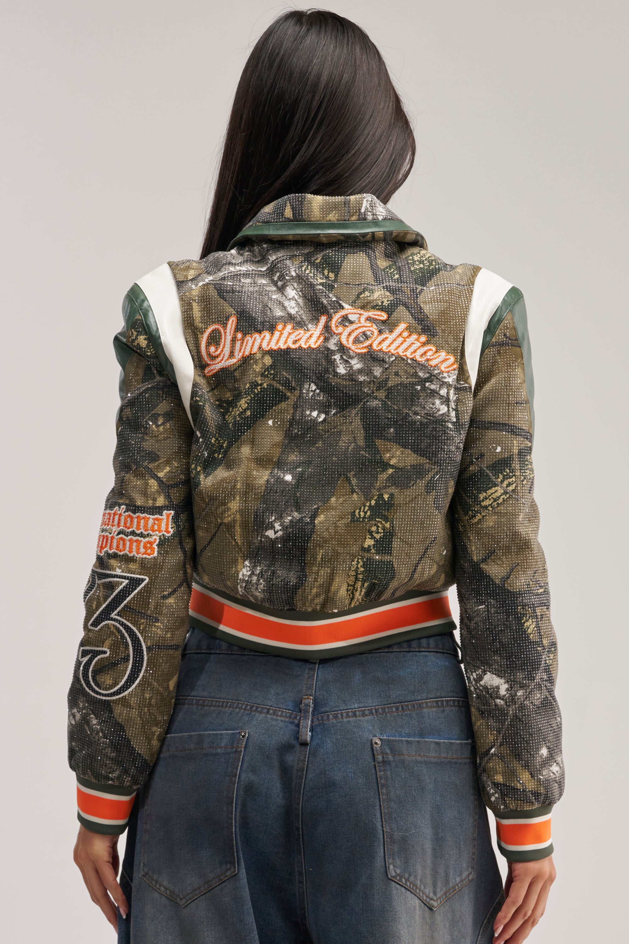 TAPPED IN RHINESTONE BOMBER