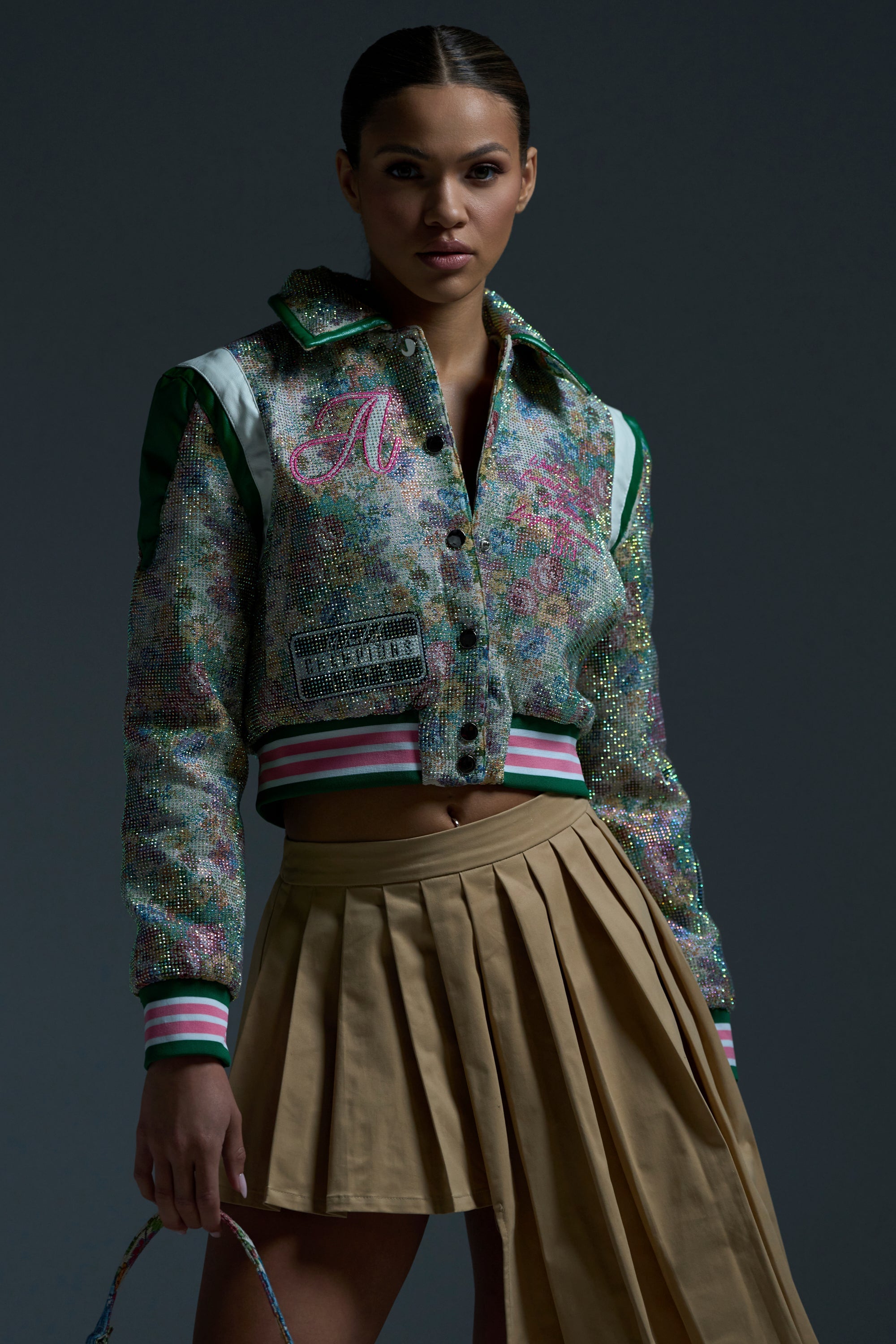 TAPPED OUT RHINESTONE BOMBER