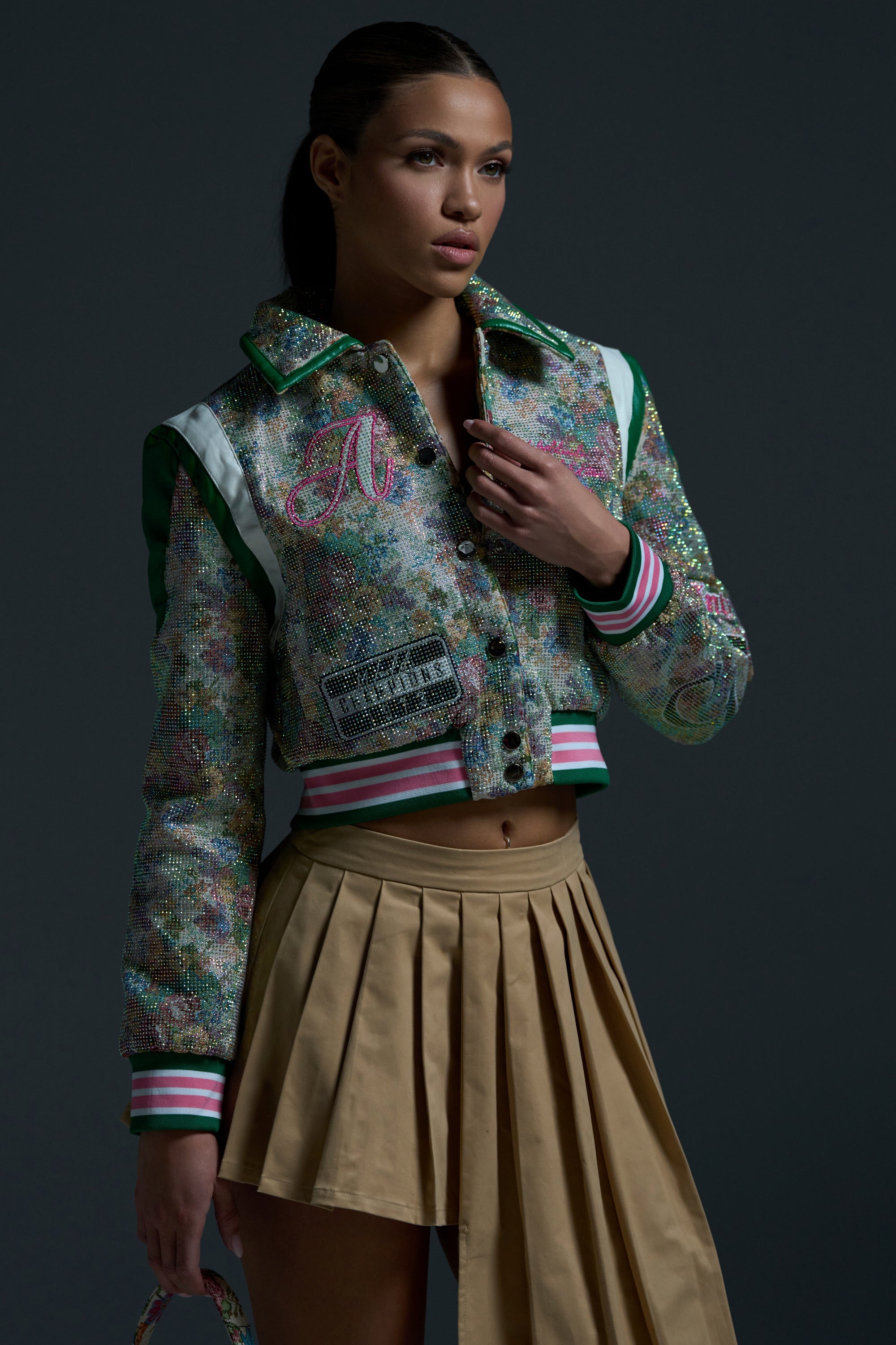 TAPPED OUT RHINESTONE BOMBER