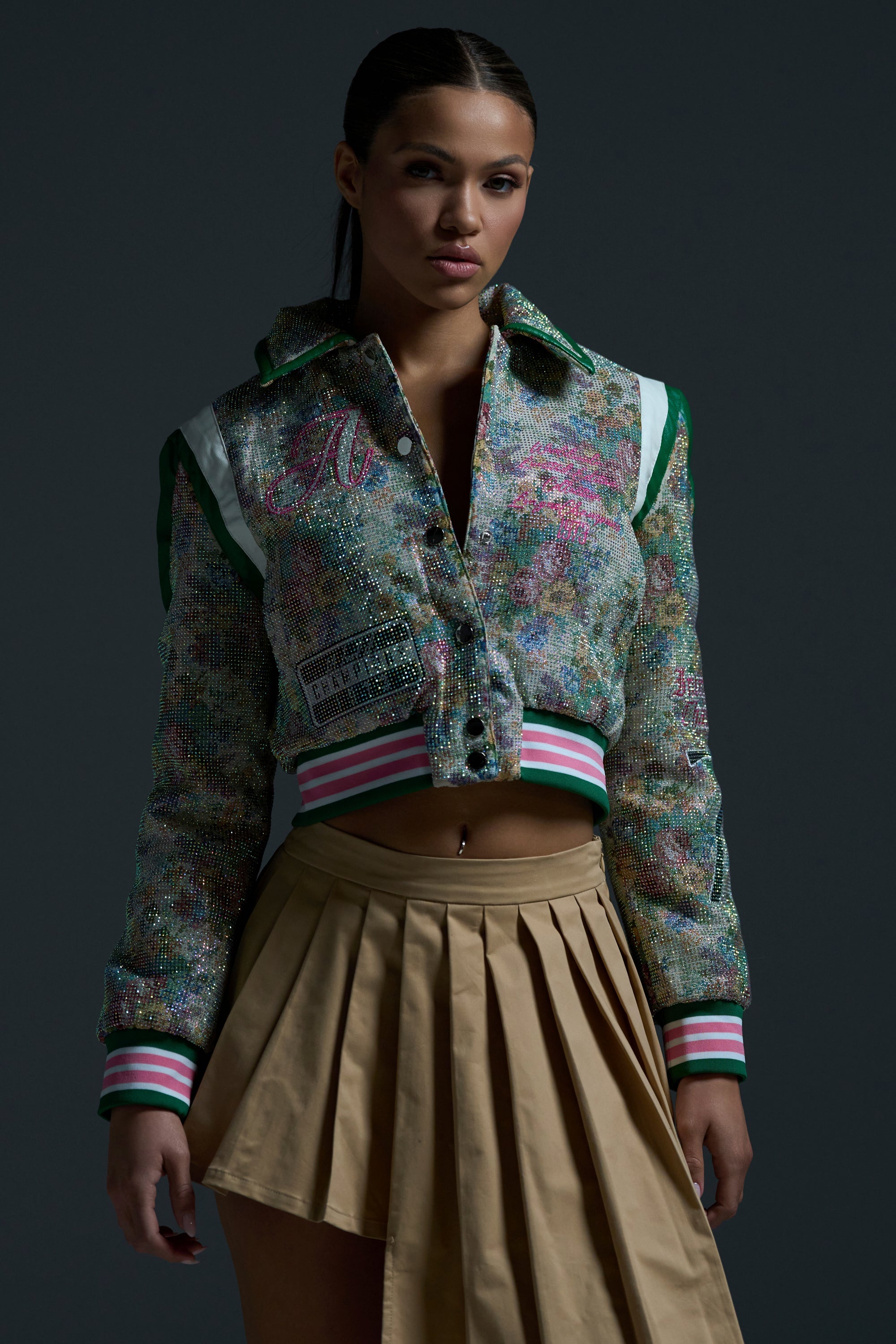 TAPPED OUT RHINESTONE BOMBER