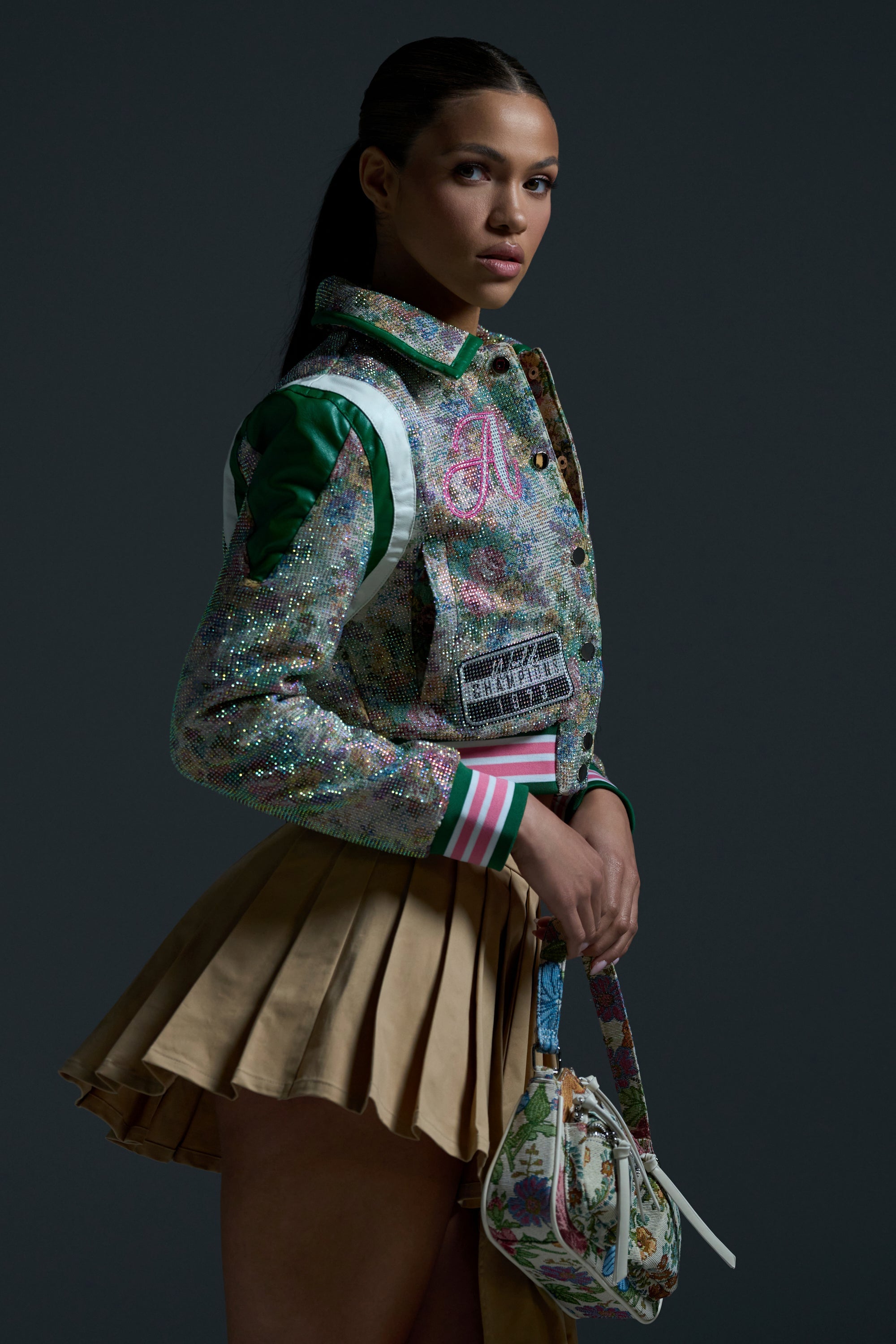 TAPPED OUT RHINESTONE BOMBER