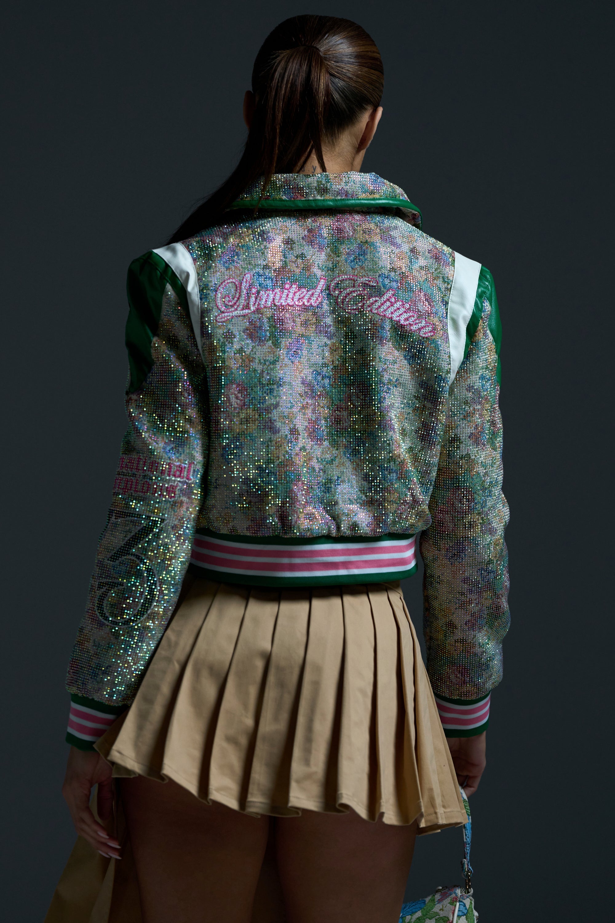TAPPED OUT RHINESTONE BOMBER