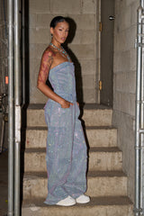 TOO FLY RHINESTONE DENIM JUMPSUIT