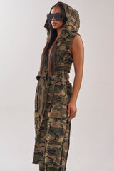 CAN'T SEE ME HOODED LONGLINE CAMO SWEATSHIRT