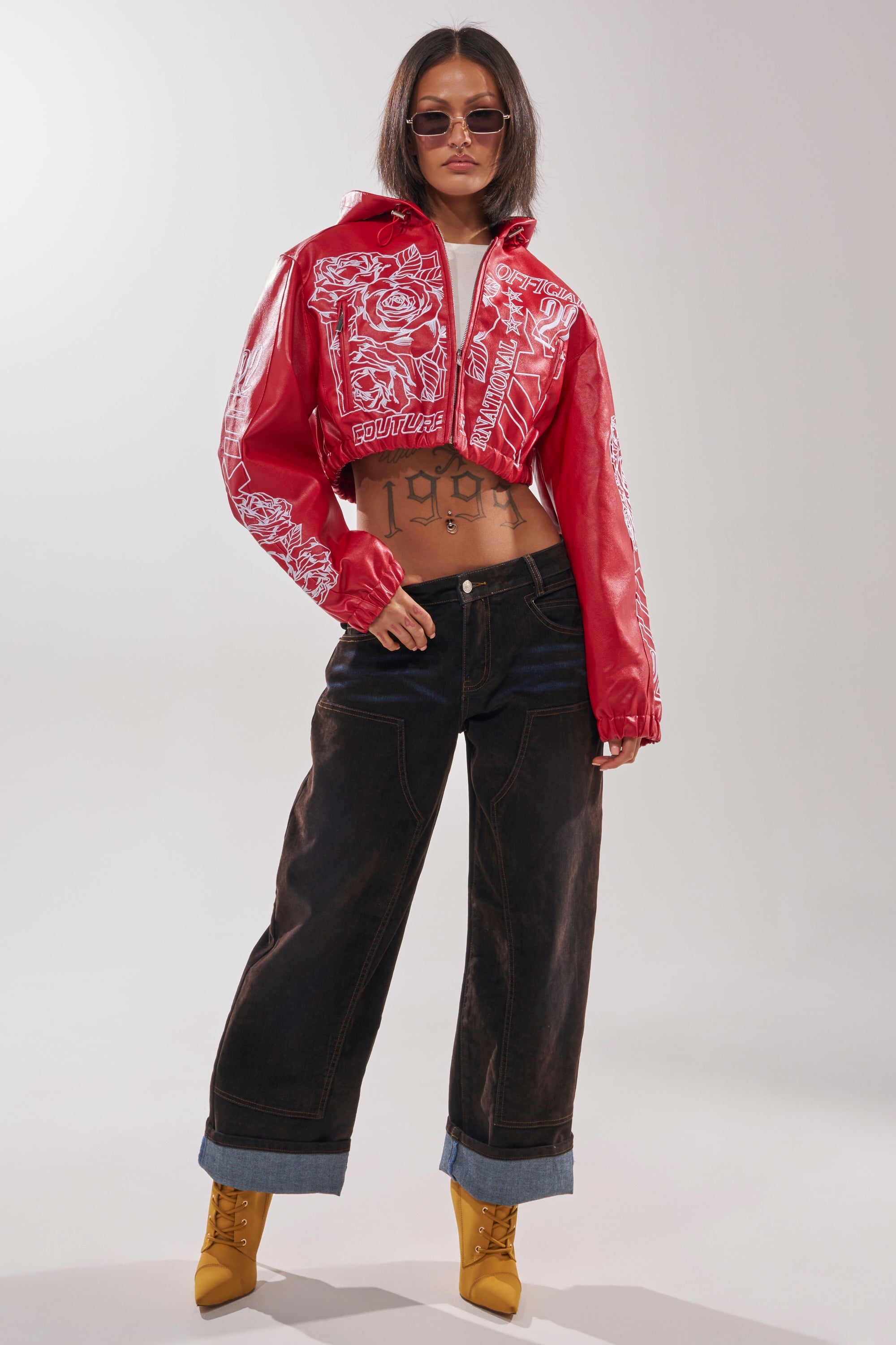 PAINT THE TOWN RED EMBROIDERED BOMBER