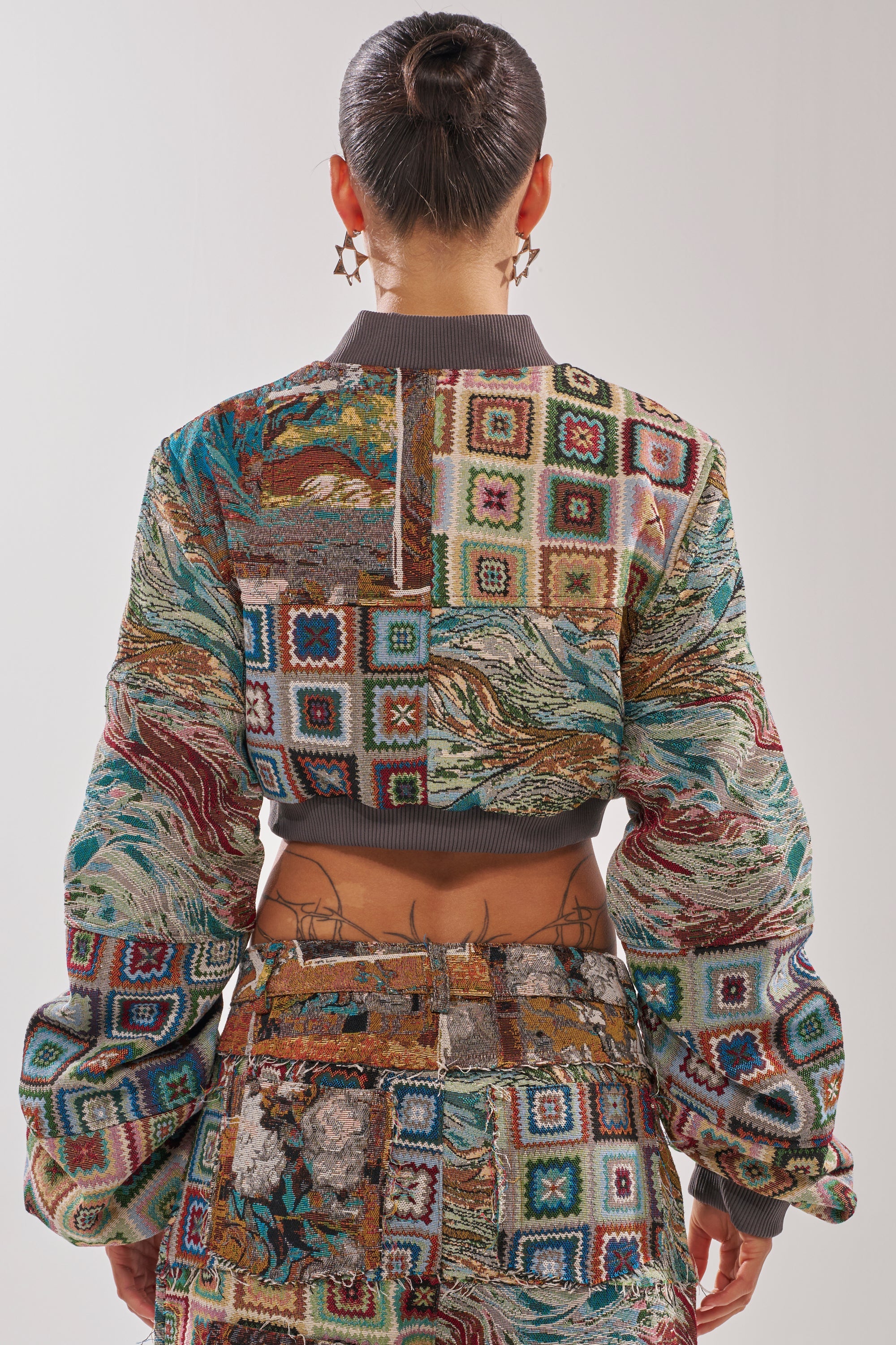 WILD CROPPED PATCHWORK BOMBER