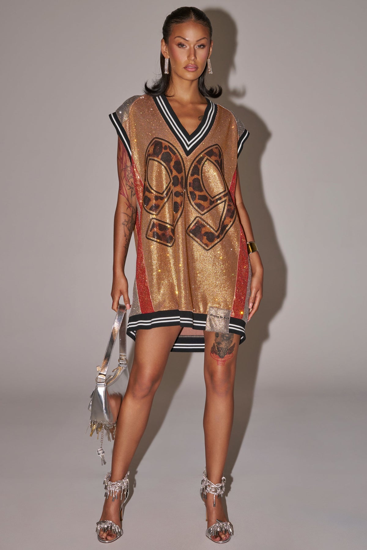 REESE COLORBLOCK RHINESTONE SLEEVELESS JERSEY MINI DRESS