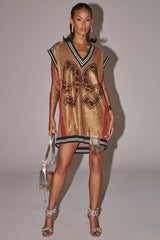 REESE COLORBLOCK RHINESTONE SLEEVELESS JERSEY MINI DRESS