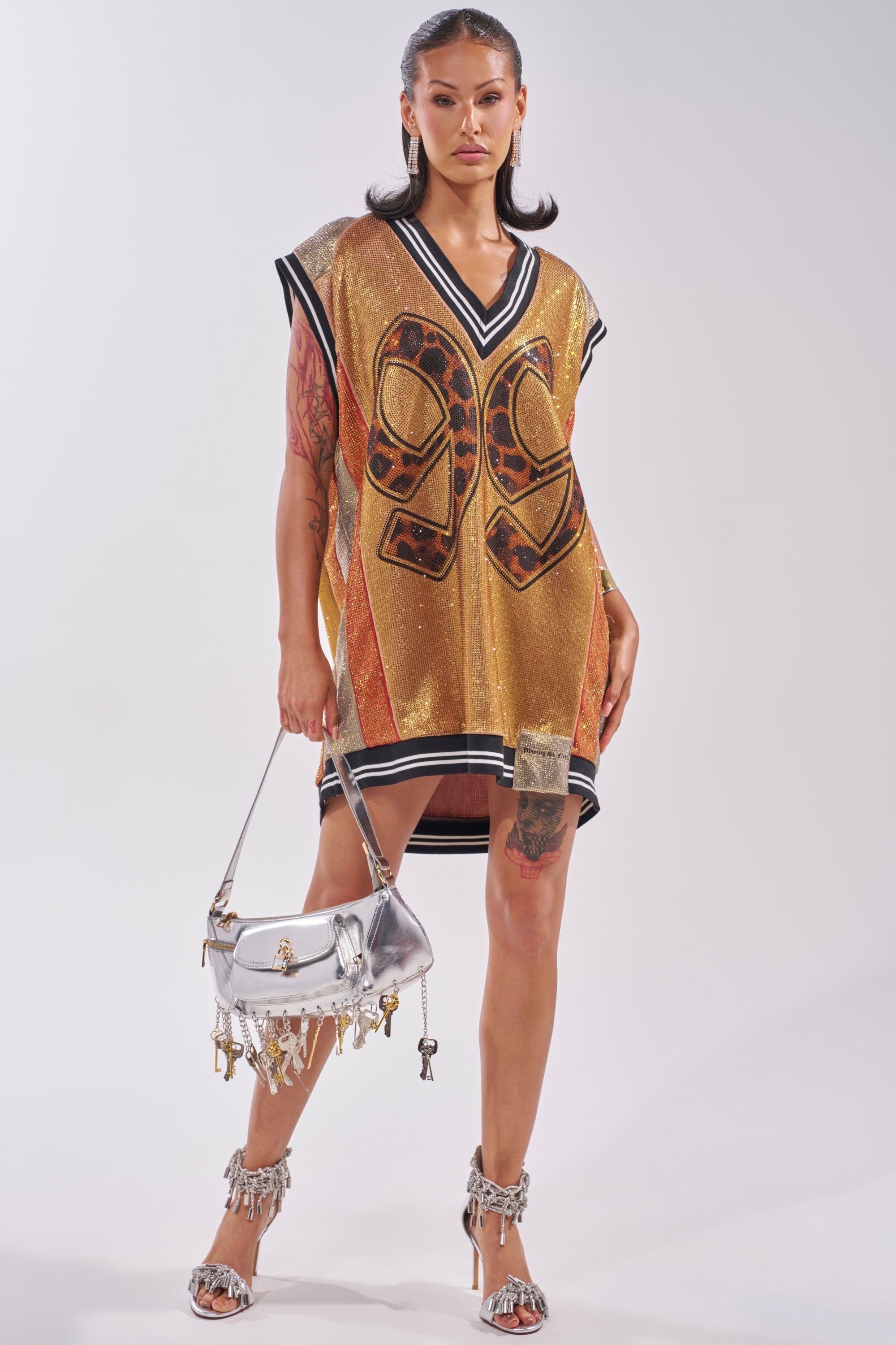 REESE COLORBLOCK RHINESTONE SLEEVELESS JERSEY MINI DRESS