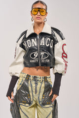 LET'S RACE EMBROIDERED BOMBER
