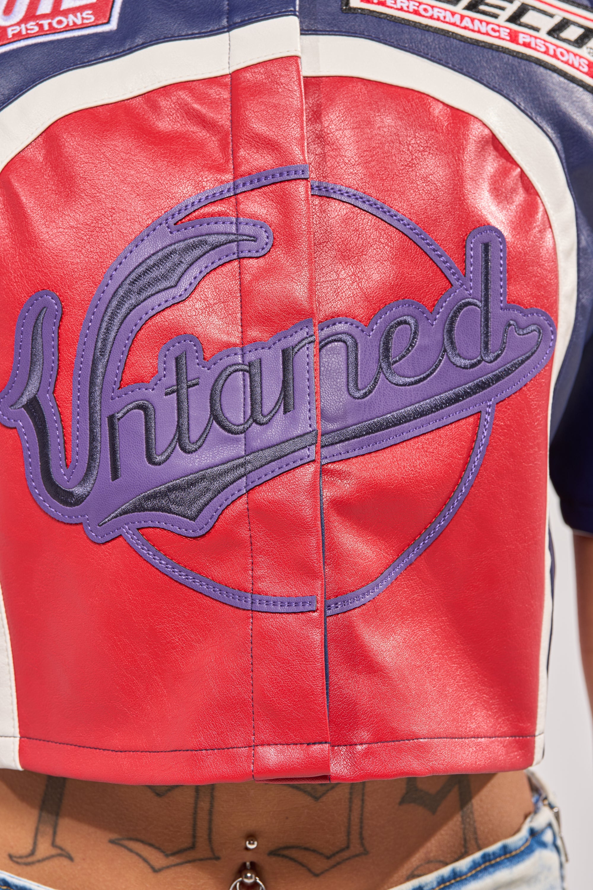PEDAL TO THE METAL FAUX LEATHER BUTTON DOWN