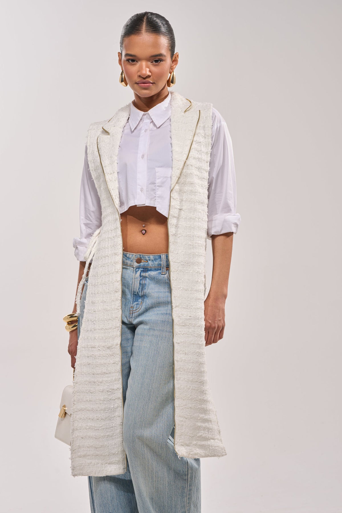 HONEY HONEY SPLIT VEST IN TWEED