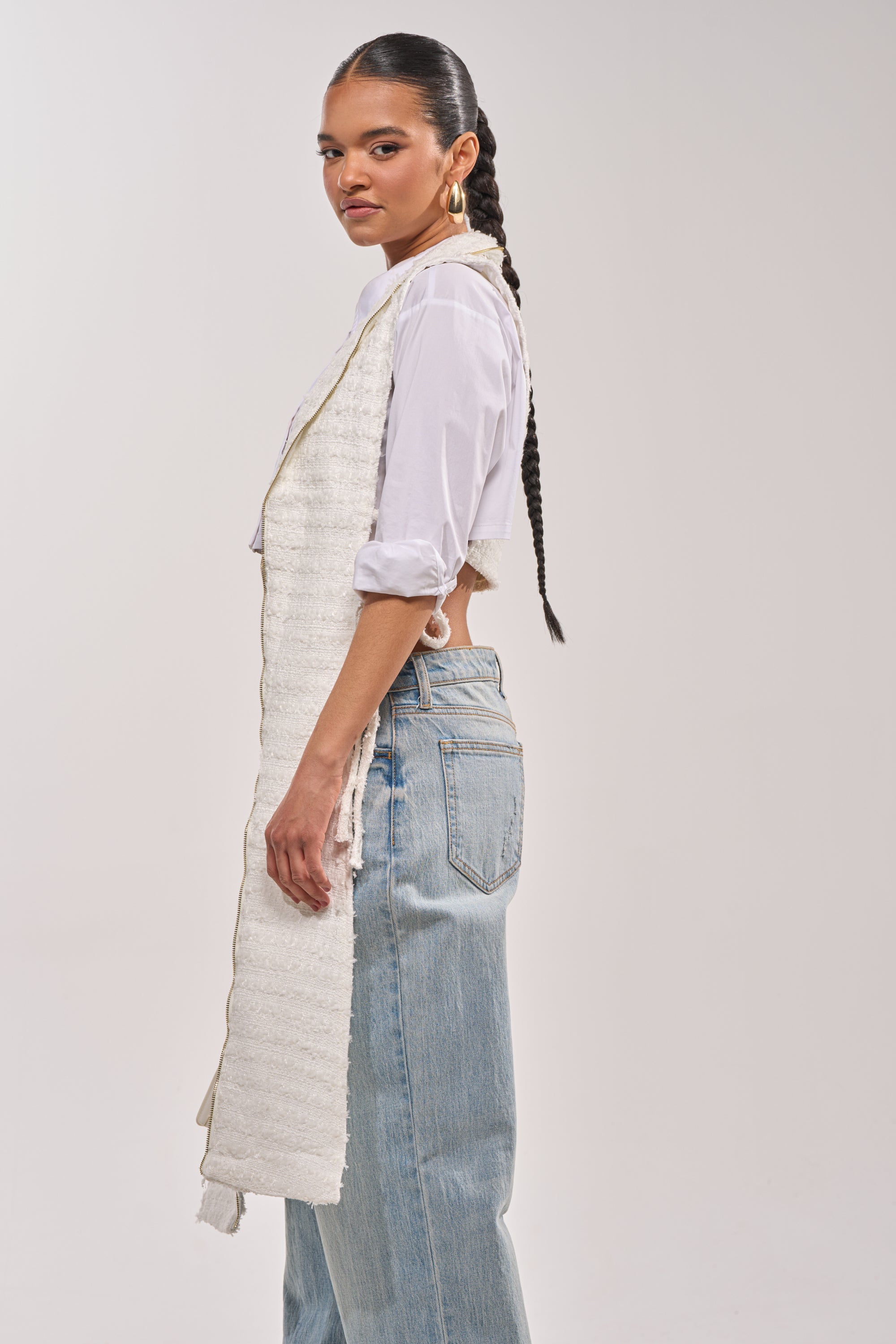 HONEY HONEY SPLIT VEST IN TWEED