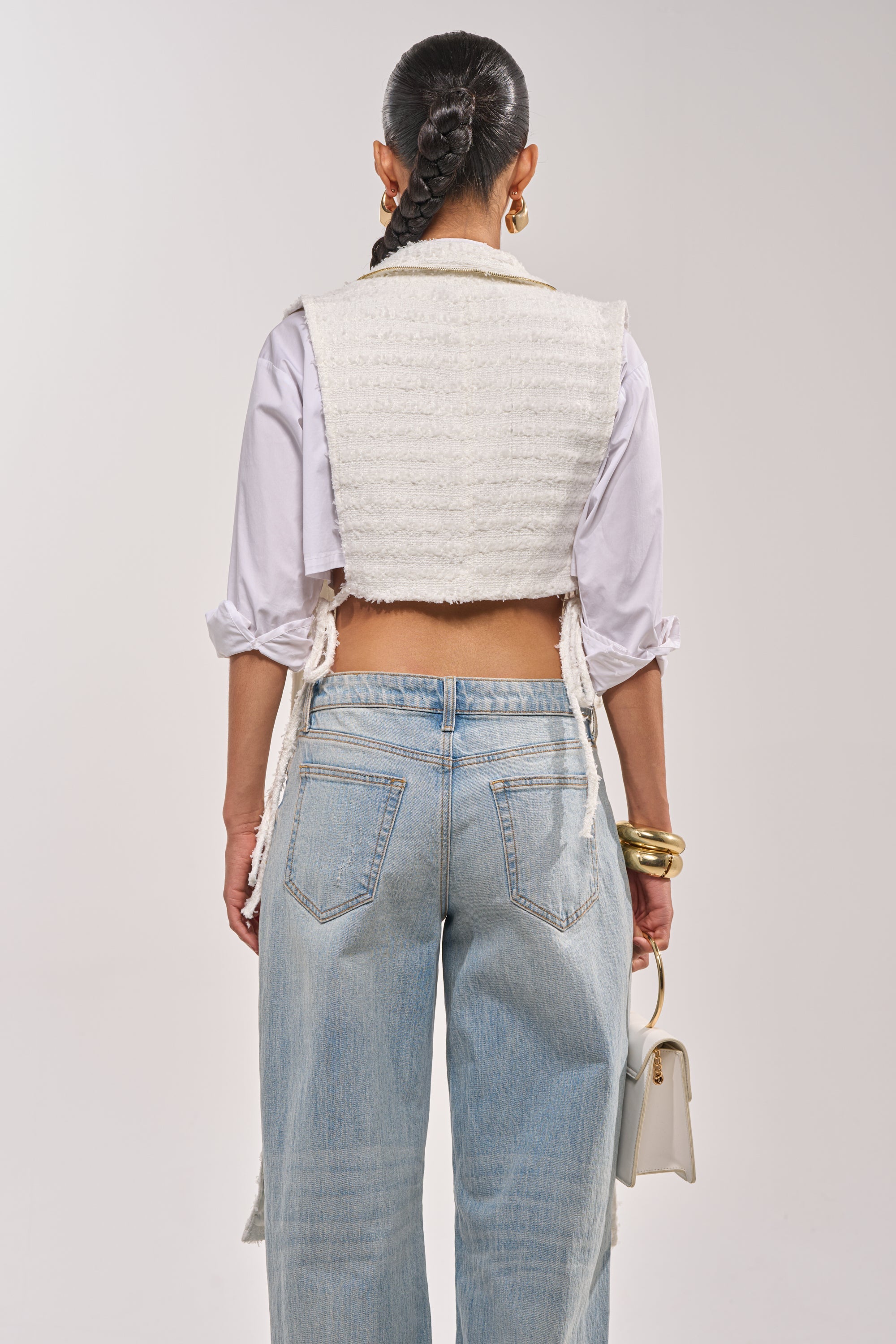HONEY HONEY SPLIT VEST IN TWEED
