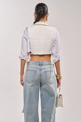 HONEY HONEY SPLIT VEST IN TWEED