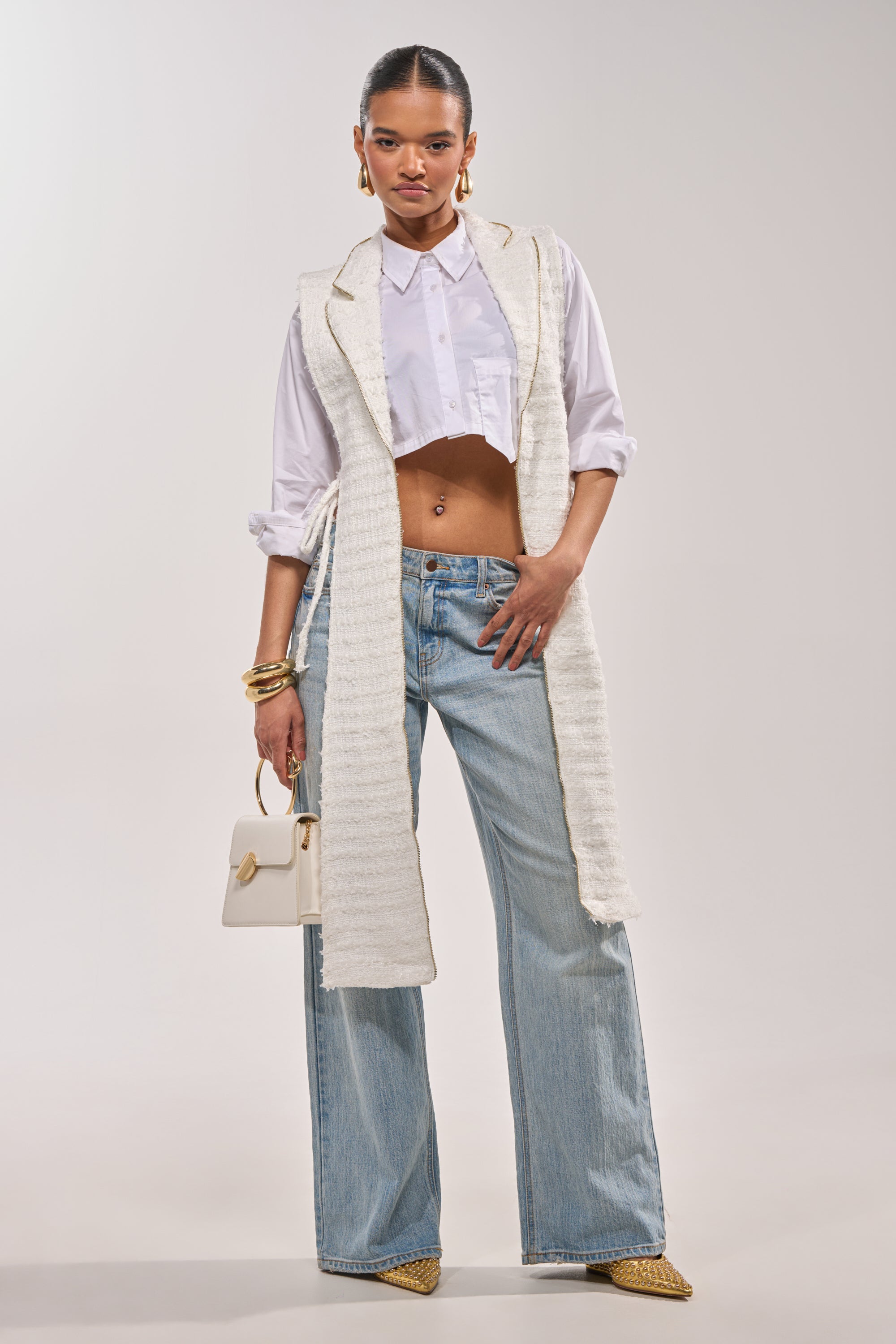 HONEY HONEY SPLIT VEST IN TWEED