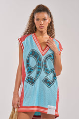 RYAN COLORBLOCK SLEEVELESS JERSEY IN BLUE COMBO