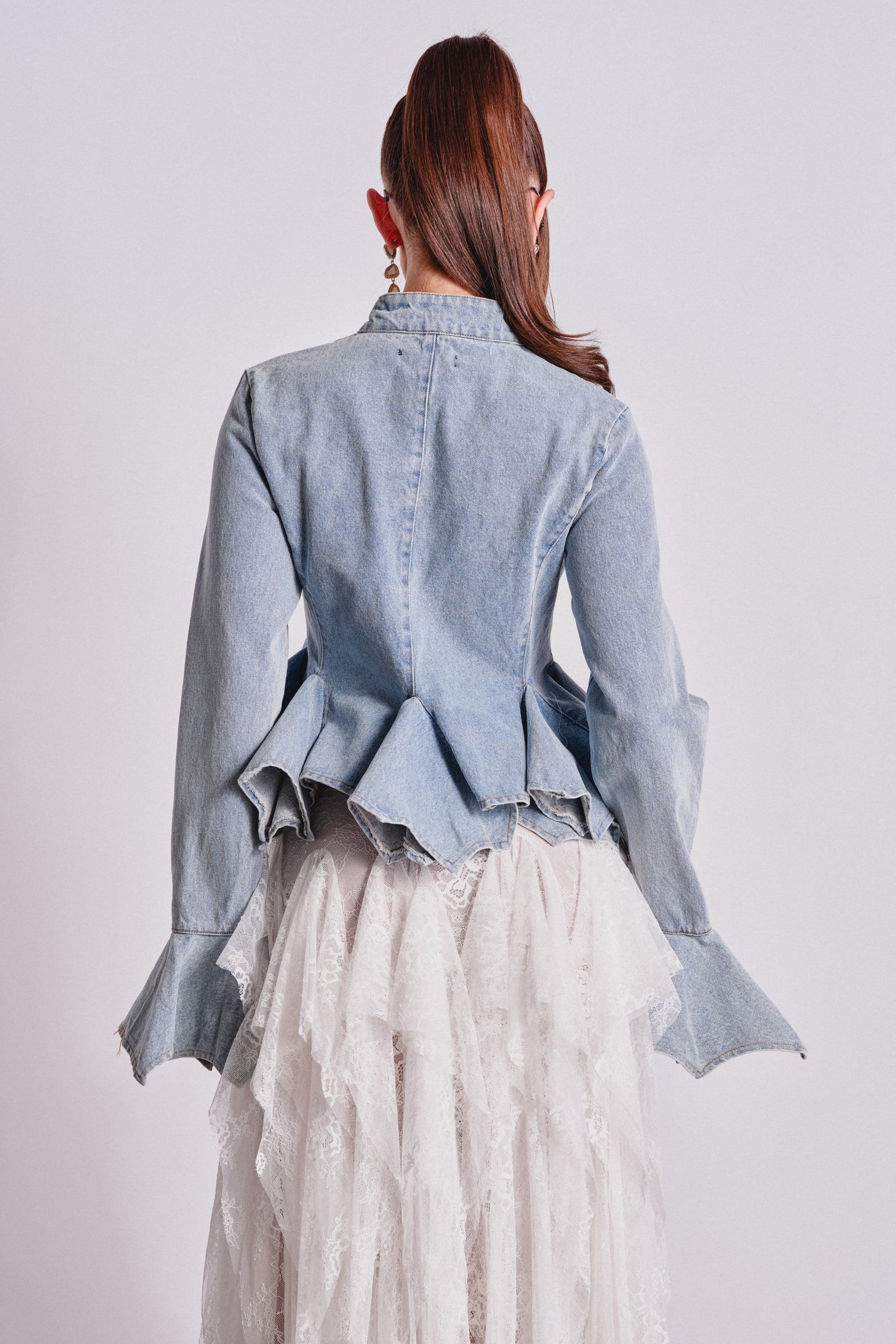 DOUBLE DARE YOU PEPLUM DENIM JACKET