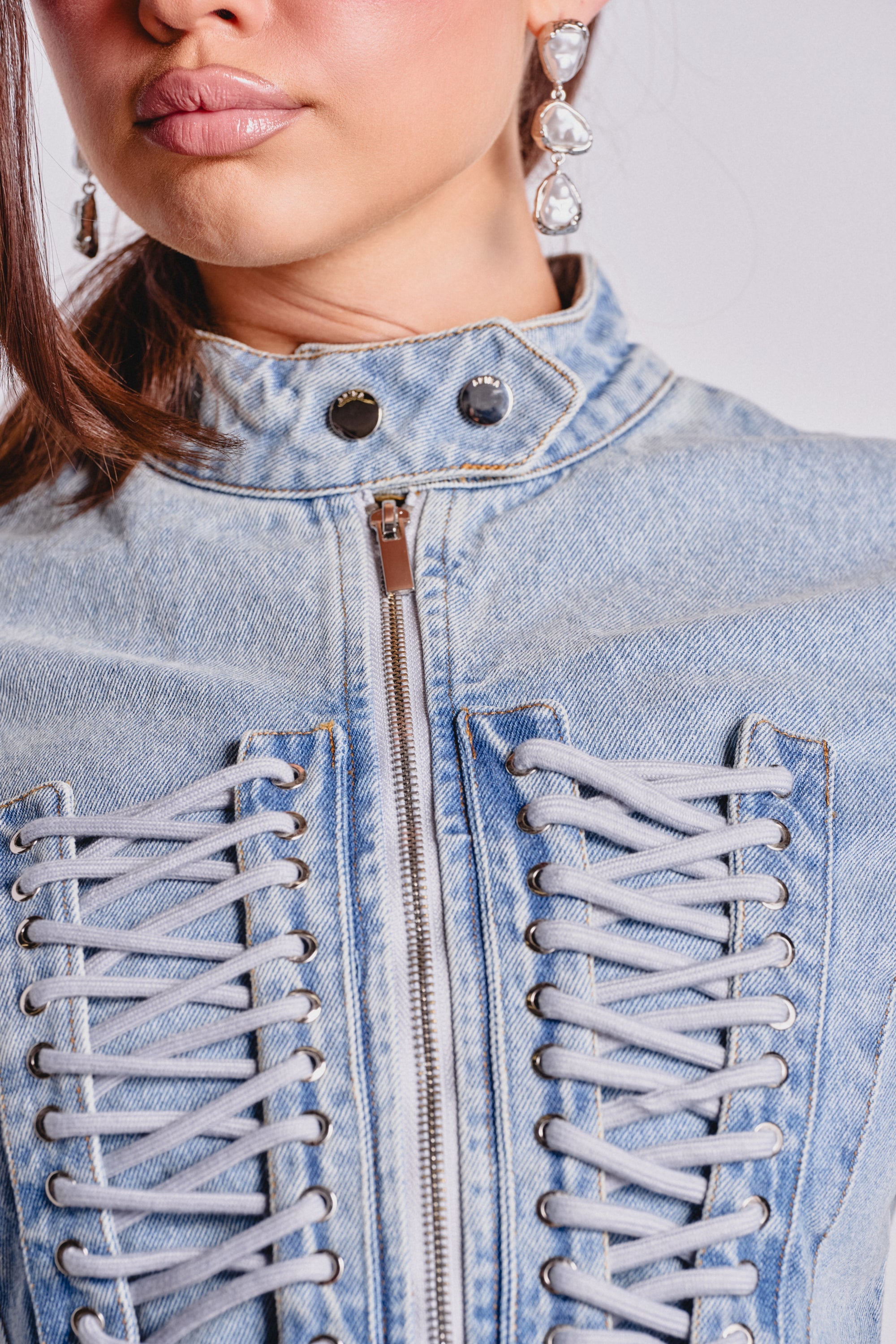DOUBLE DARE YOU PEPLUM DENIM JACKET