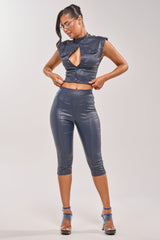 BIG CITY LIVIN FAUX LEATHER CAPRI