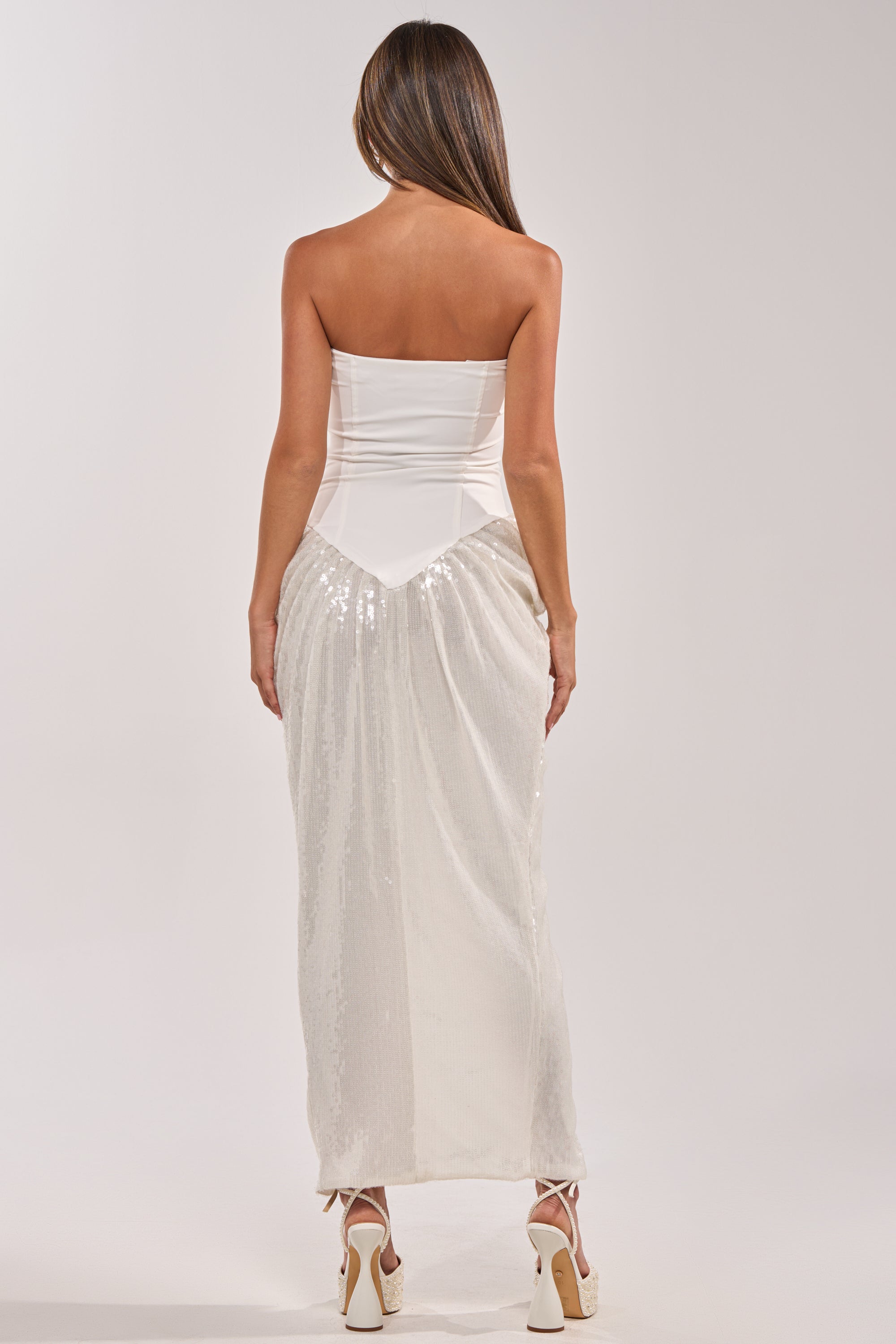 GLOW GETTER SEQUIN CORSET MAXI DRESS
