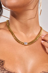 STAINLESS STEEL SQUARE CZ NECKLACE