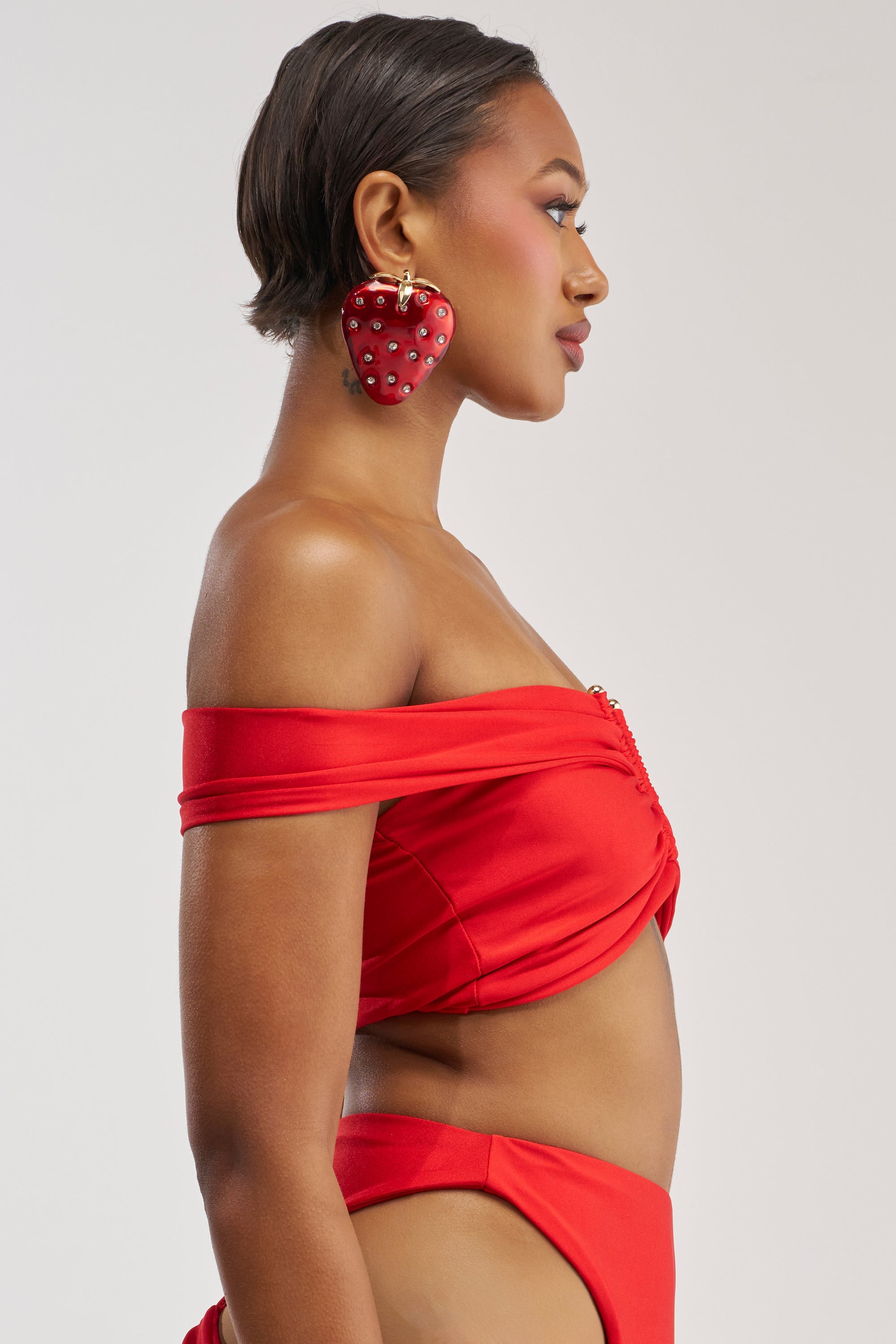 HOTTIE ALERT MESH BLOUSE IN RED