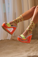 AZALEA WANG TAFFY MULTI NOVELTY WEDGE MULE SANDAL