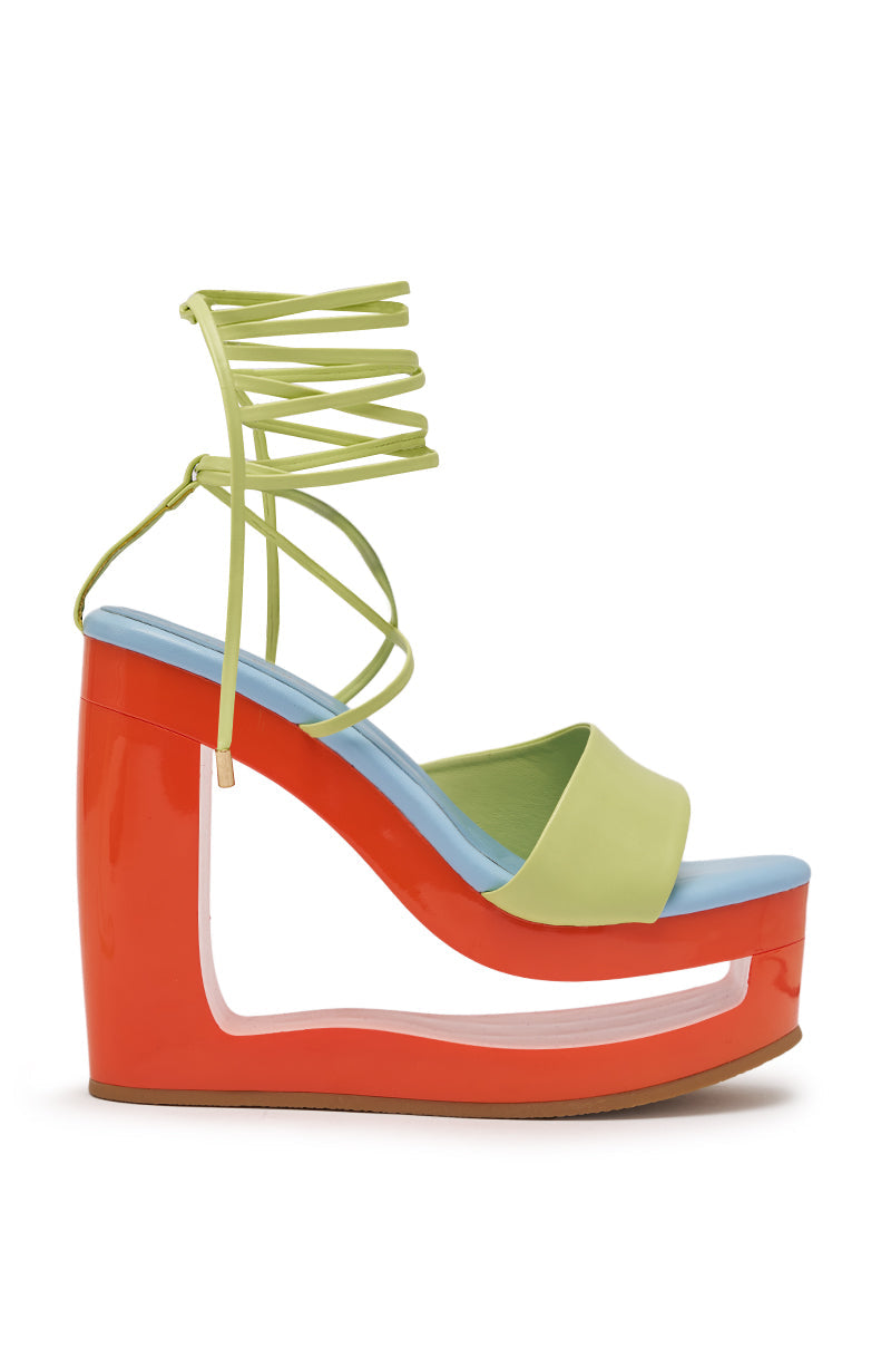 AZALEA WANG TAFFY MULTI NOVELTY WEDGE MULE SANDAL