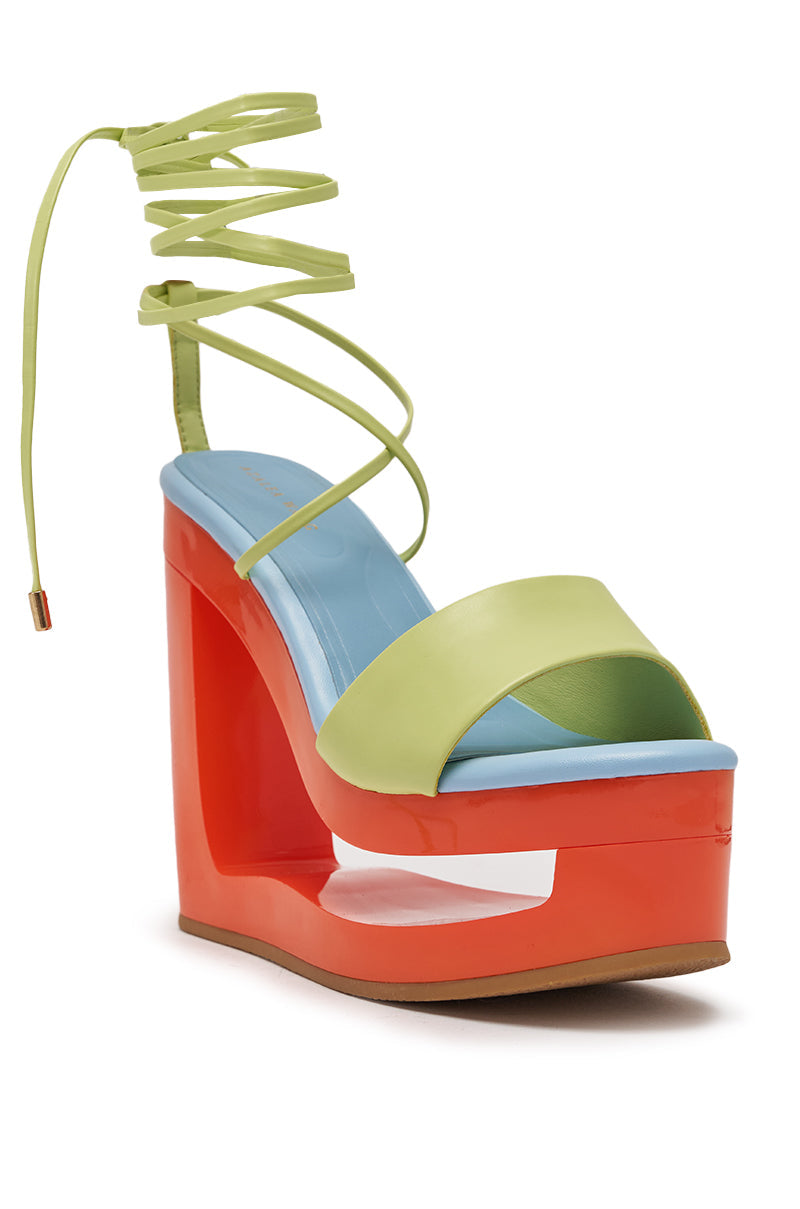 AZALEA WANG TAFFY MULTI NOVELTY WEDGE MULE SANDAL