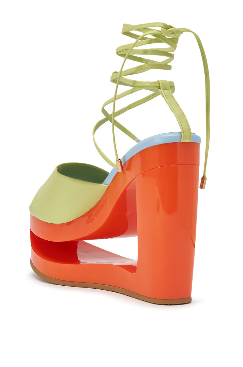 AZALEA WANG TAFFY MULTI NOVELTY WEDGE MULE SANDAL