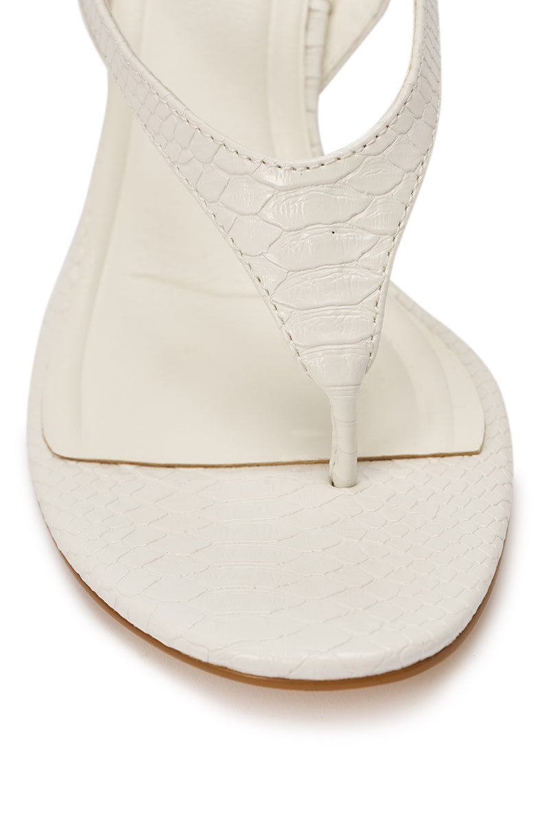 AZALEA WANG TAMSIN WHITE CROC NOVELTY WEDGE STRAP SANDAL