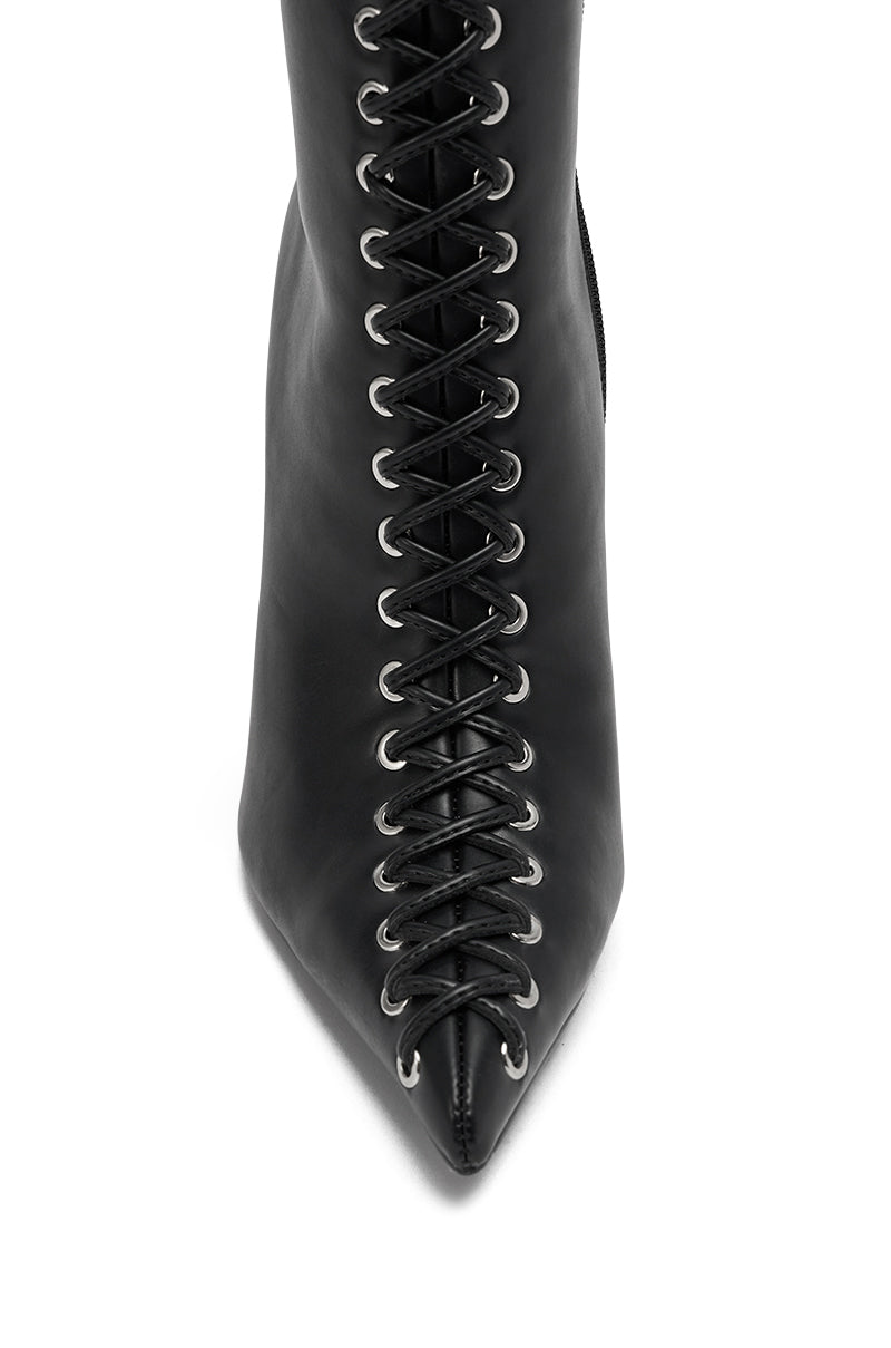 AZALEA WANG THAUMUS BLACK LACE UP WEDGE BOOT