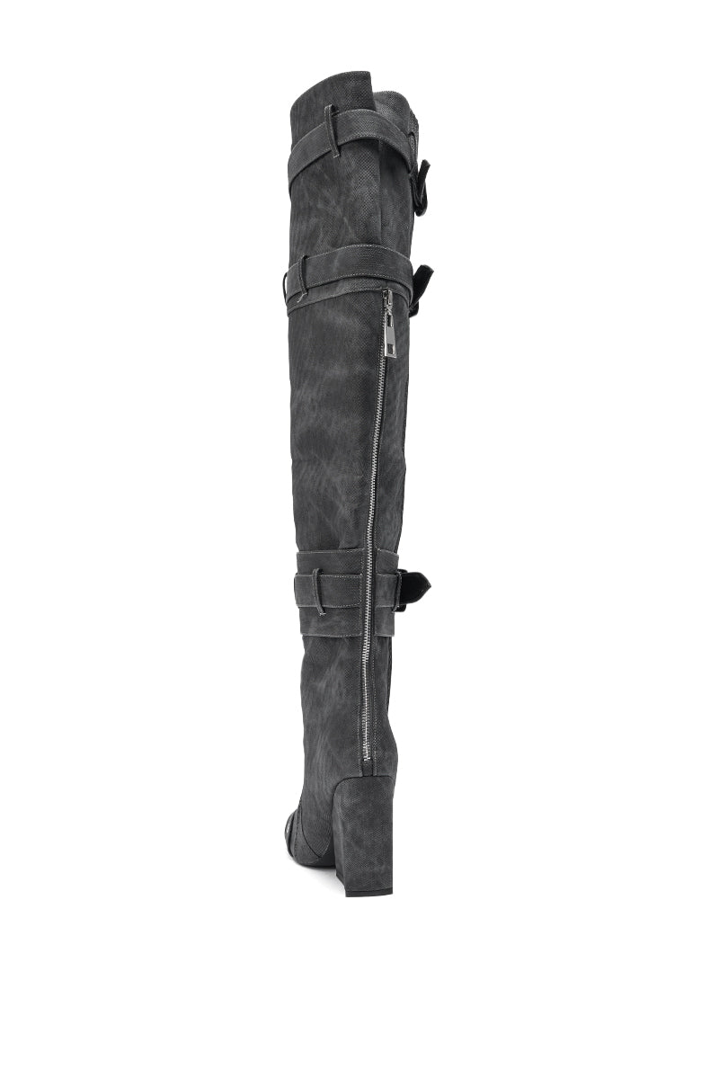 AZALEA WANG TRILLION CHARCOAL CHUNKY THIGH HIGH BOOT