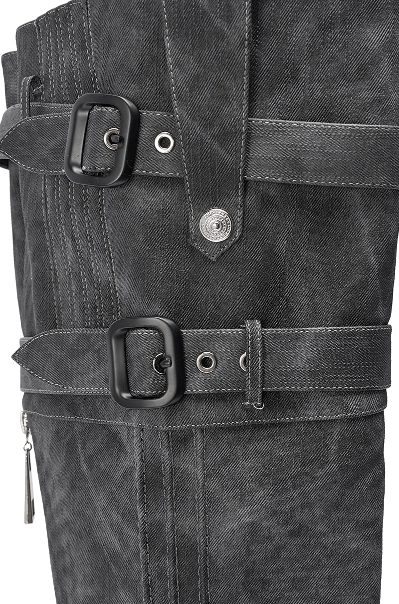 AZALEA WANG TRILLION CHARCOAL CHUNKY THIGH HIGH BOOT