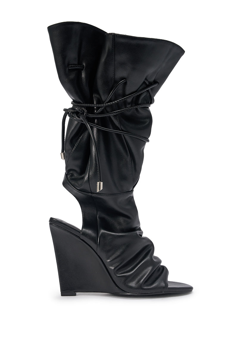 AZALEA WANG VAILEN BLACK OPEN TOE SLOUCHY BOOTIE
