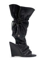 AZALEA WANG VAILEN BLACK OPEN TOE SLOUCHY BOOTIE