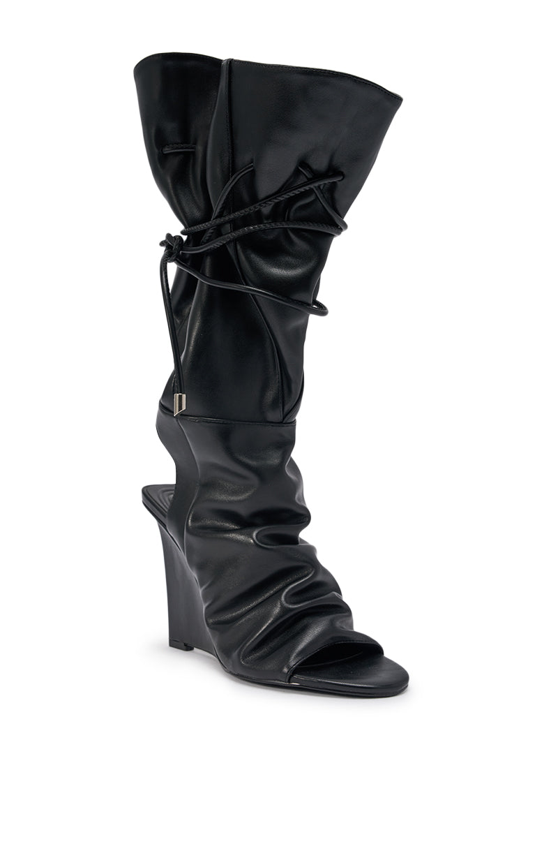 AZALEA WANG VAILEN BLACK OPEN TOE SLOUCHY BOOTIE