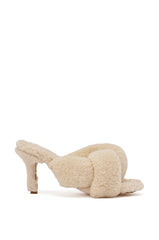 AZALEA WANG VALE IVORY SHERPA LOW HEEL MULE SANDAL