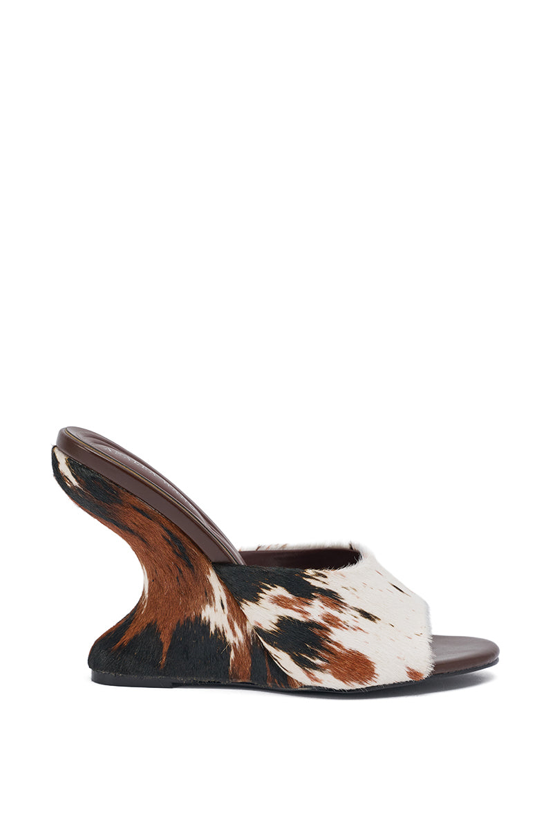 AZALEA WANG VASA COW PRINT OPEN TOE SANDAL