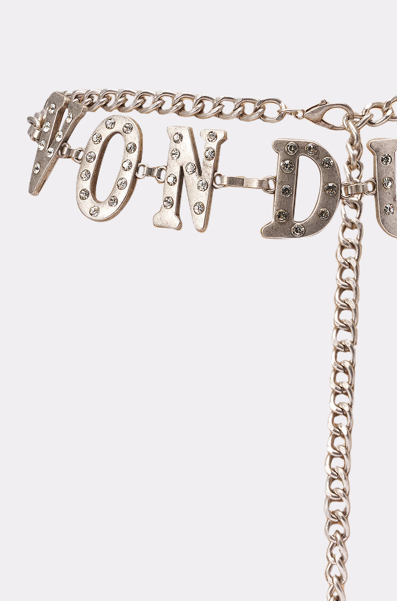 VON DUTCH RHINESTONE CHAIN BELT