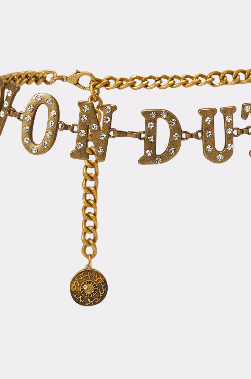 VON DUTCH RHINESTONE CHAIN BELT