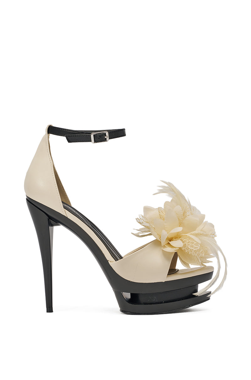 AZALEA WANG VELVETINE IVORY STILETTO PLATFORM SANDAL