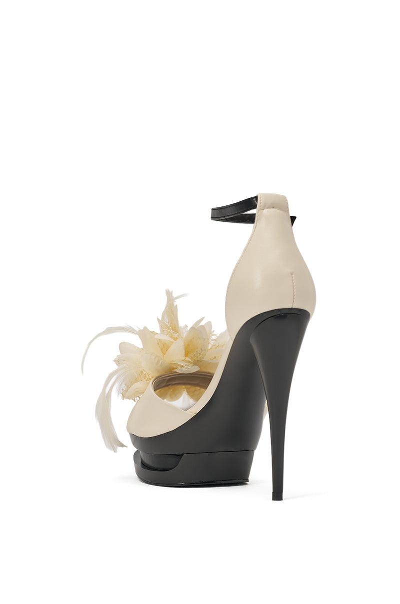 AZALEA WANG VELVETINE IVORY STILETTO PLATFORM SANDAL
