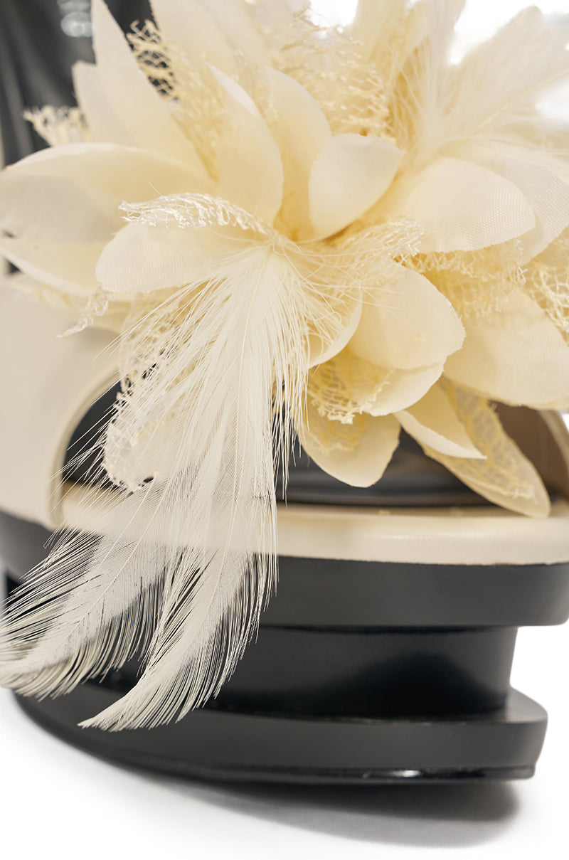 AZALEA WANG VELVETINE IVORY STILETTO PLATFORM SANDAL