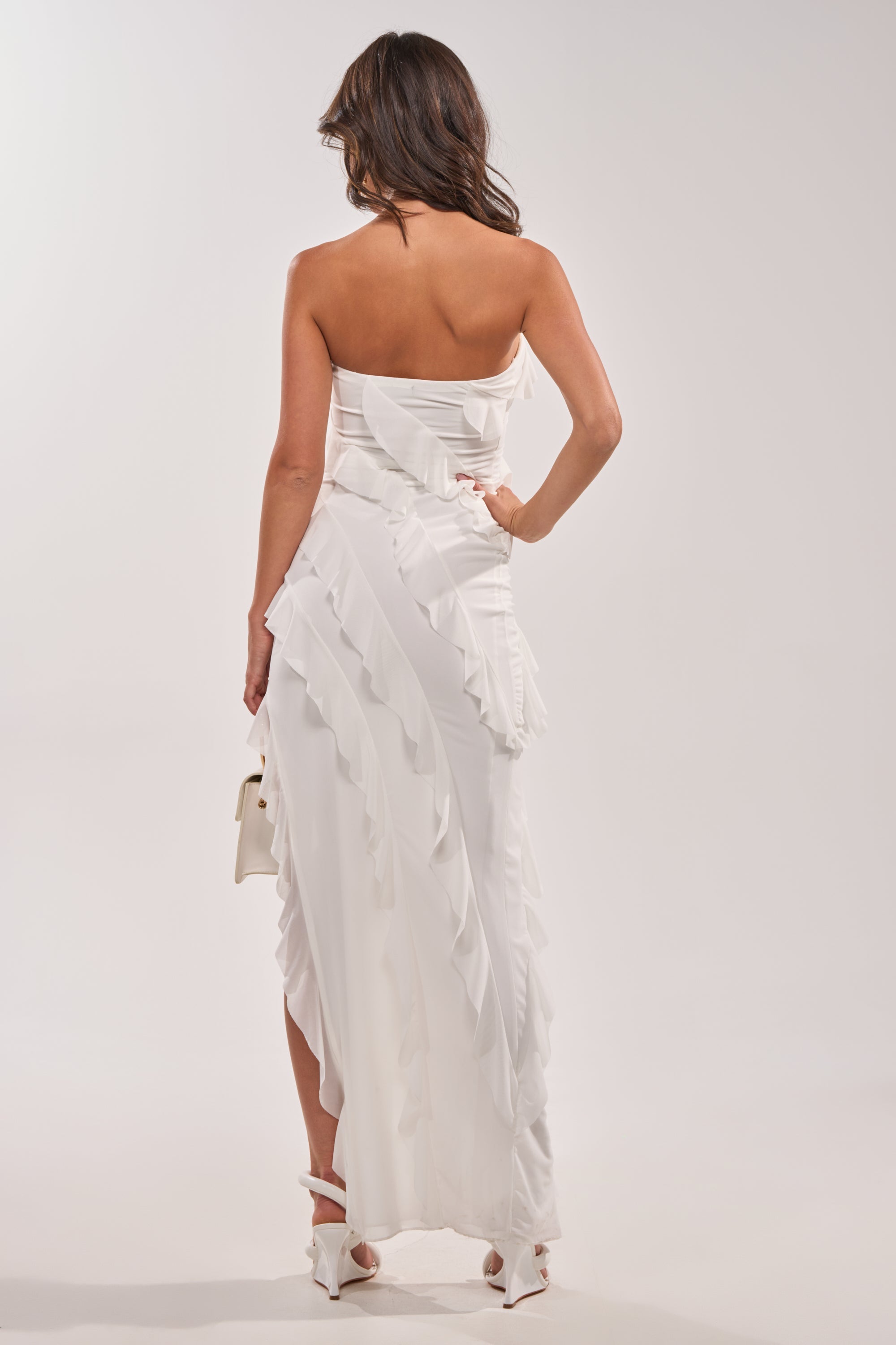 ELLA MESH TUBE DRESS IN WHITE